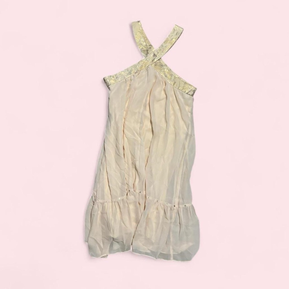 Size 3 Johnny Martin Cream and Gold Dress